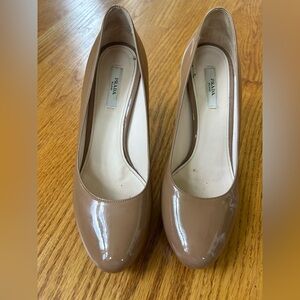 Prada Beige Patent Leather Round-Toe Pumps